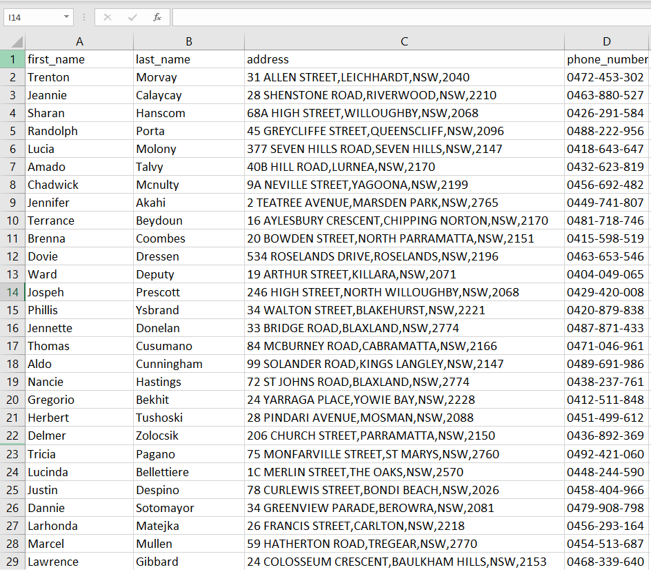 sydney data generator application (3rd screenshot)